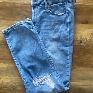 PAIGE Distressed Straight Ankle Jeans. Size 32. Style Cindy
